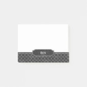 Post-it® Monogramme blanc simili cuir noir de Quatrefoil (Devant)