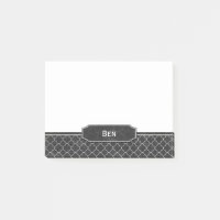 Monogramme blanc simili cuir noir de Quatrefoil