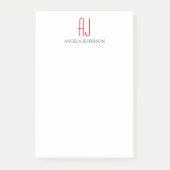 Post-it® monogramme blanc simple et moderne (Devant)
