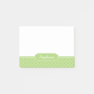 Post-it® Monogramme blanc vert de Quatrefoil de ressort