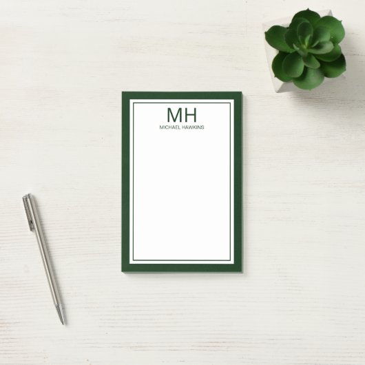 Post-it® Monogramme blanc vert pour hommes (Bureau)