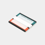 Post-it® Monogramme bleu aqua, blanc et orange corail rayur (Incliné)