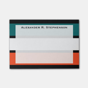 Post-it® Monogramme bleu aqua, blanc et orange corail rayur