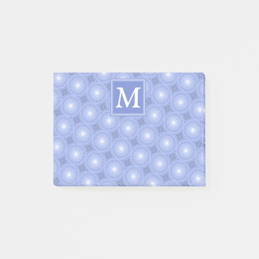 Post-it® Monogramme bleu cercles motif (Devant)