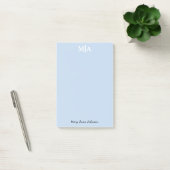 Post-it® Monogramme bleu clair 3 lettres Initiales moderne (Bureau)