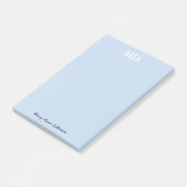 Post-it® Monogramme bleu clair 3 lettres Initiales moderne (Incliné)