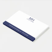 Post-it® Monogramme bleu de la marine (Incliné)
