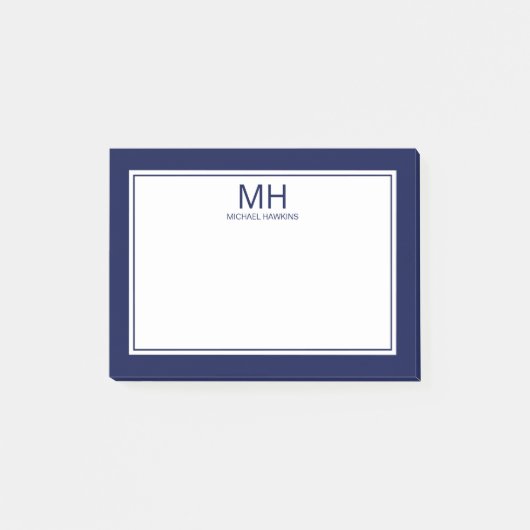 Post-it® Monogramme bleu de la marine (Devant)