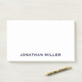 Post-it® Monogramme bleu et blanc marine personnalisé 10x6 (Sur un bureau)