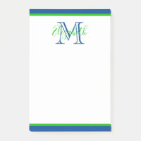 Monogramme bleu et vert Preppy Navy