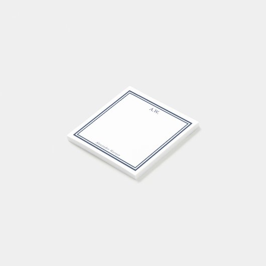 Post-it® Monogramme bleu marine (Incliné)