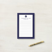 Post-it® Monogramme bleu marine minimal (Sur un bureau)