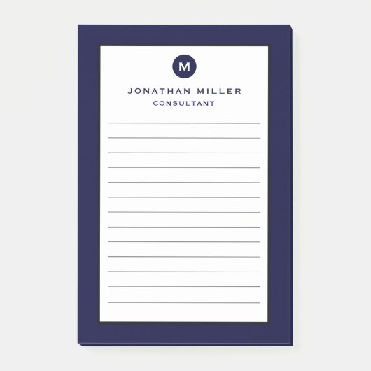 Post-it® Monogramme bleu marine minimal (Devant)