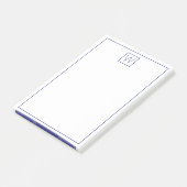 Post-it® Monogramme bleu marine simple et blanc (Incliné)