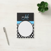 Post-it® Monogramme bleu noir blanc Polka point (Bureau)