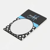 Post-it® Monogramme bleu noir blanc Polka point (Incliné)