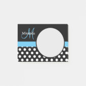 Post-it® Monogramme bleu noir blanc Polka point (Devant)
