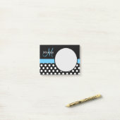 Post-it® Monogramme bleu noir blanc Polka point (Sur un bureau)
