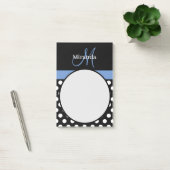 Post-it® Monogramme bleu noir blanc Polka point (Bureau)
