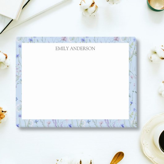 Post-it® Monogramme Bleu pourpre Joli Fleur sauvage Floral