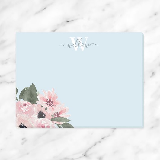 Post-it® Monogramme bleu rose roux Notes florales