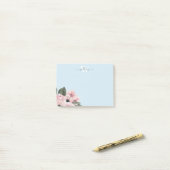 Post-it® Monogramme bleu rose roux Notes florales (Sur un bureau)