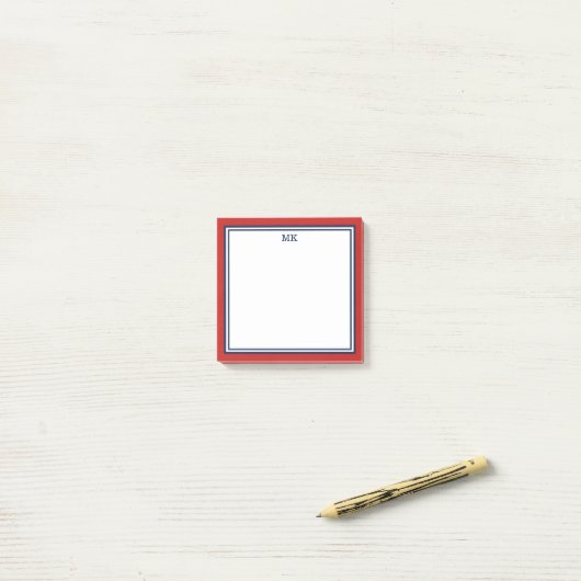Post-it® Monogramme bleu rouge (Sur un bureau)