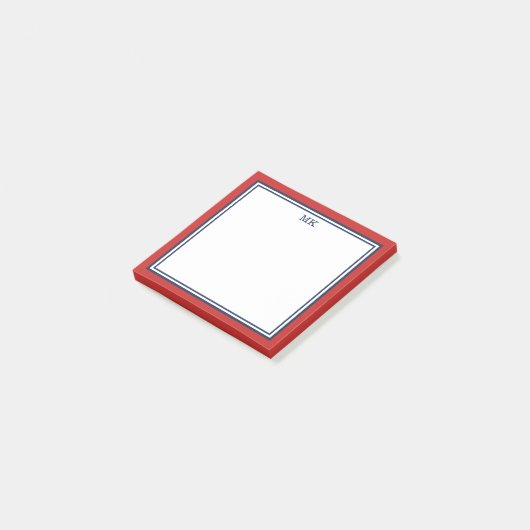 Post-it® Monogramme bleu rouge (Incliné)