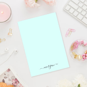 Post-it® Monogramme bleu vert Girl Script moderne personnel