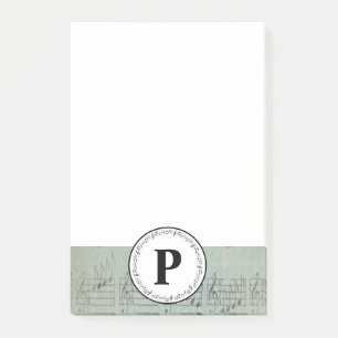 Post-it® Monogramme Bleu Vintage Partition Note Musicien