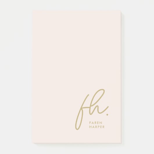 Post-it® Monogramme Blush rose moderne Script féminin Minim (Devant)
