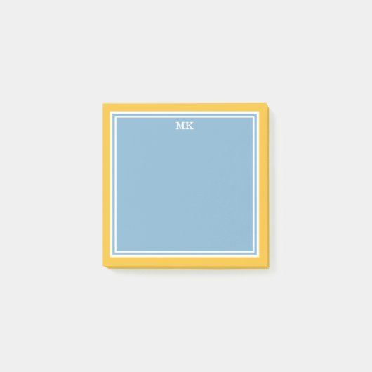 Post-it® Monogramme Bordures Jaunes Bleues (Devant)