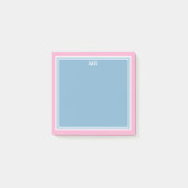 Post-it® Monogramme Bordures Rose Bleu (Devant)