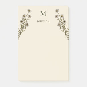 Post-it® Monogramme Botanique Floral Vintage Personnalisé