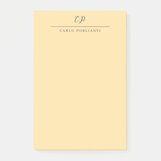Post-it® Monogramme calligraphié moderne beige nom simple (Devant)
