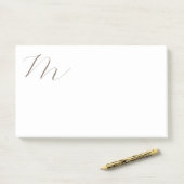 Post-it® Monogramme calligraphie Plaque unique moderne (Sur un bureau)