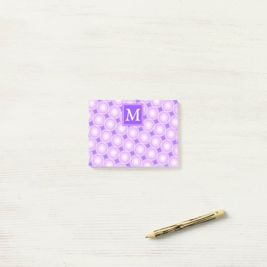 Post-it® Monogramme cercles violets motif (Sur un bureau)