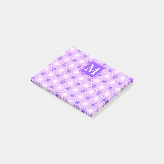 Post-it® Monogramme cercles violets motif (Incliné)