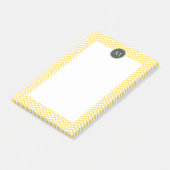 Post-it® Monogramme Chevron jaune et blanc avec charbon (Incliné)