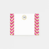 Post-it® Monogramme chevron personnalisé doré rose blanc (Devant)
