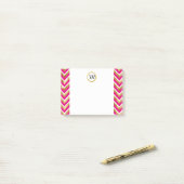 Post-it® Monogramme chevron personnalisé doré rose blanc (Sur un bureau)