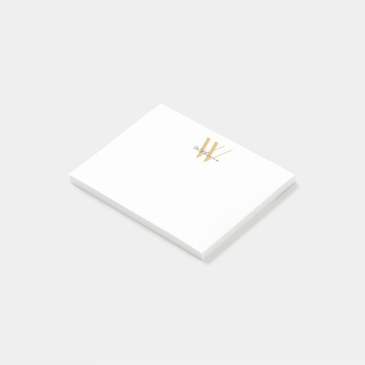 Post-it® Monogramme chic or moderne Script simple (Incliné)