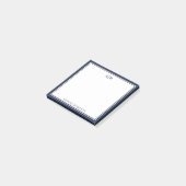 Post-it® Monogramme classique Marine Bleu Blanc Nom personn (Incliné)