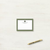 Post-it® Monogramme classique minimaliste d'olive (Sur un bureau)