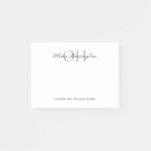 Post-it® Monogramme classique moderne noir et blanc (Devant)