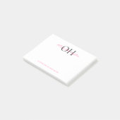 Post-it® Monogramme classique moderne noir et rose (Incliné)