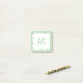Post-it® Monogramme Cool de pinceau blanc vert pâle (Sur un bureau)