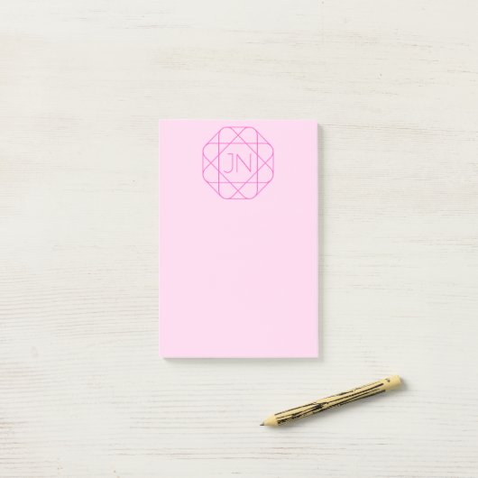 Post-it® Monogramme cool, Style de logo de hanche | Rose &  (Sur un bureau)