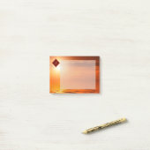 Post-it® Monogramme Coucher de soleil Orange Ciel doré Mer  (Sur un bureau)