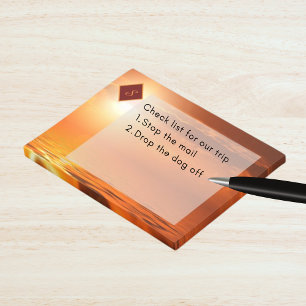 Post-it® Monogramme Coucher de soleil Orange Ciel doré Mer 